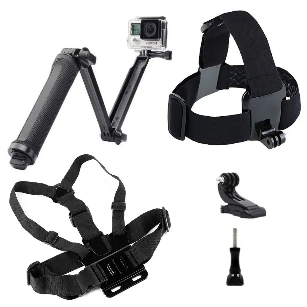 

3-Way Arm Stand Bracket Chest Head Strap Set for GoPro 13 12 11 10 9 8 7 6 5 4 3+ 3 2 1