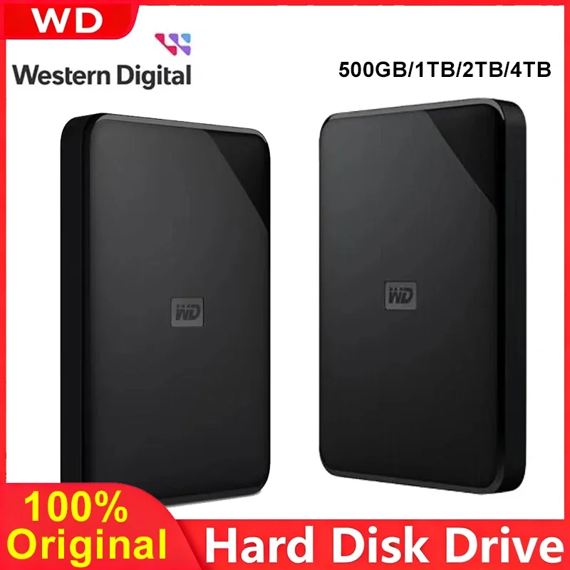 WD Elements USB3.0 External Hard Disk 2.5 Inch Portable HDD 1TB 2TB 4TB 5TB Western Digital Storage Drive For PC Laptop Backup