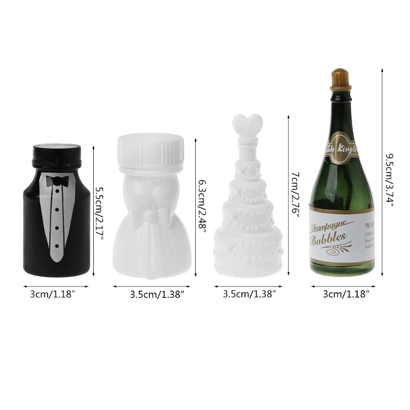 H55A 10 Pcs/Set Empty Bubble Soap Bottles Wedding/Suit/Cake/Champagne Bubble Wands Valentine's Day Gifts Wedding Party Favors