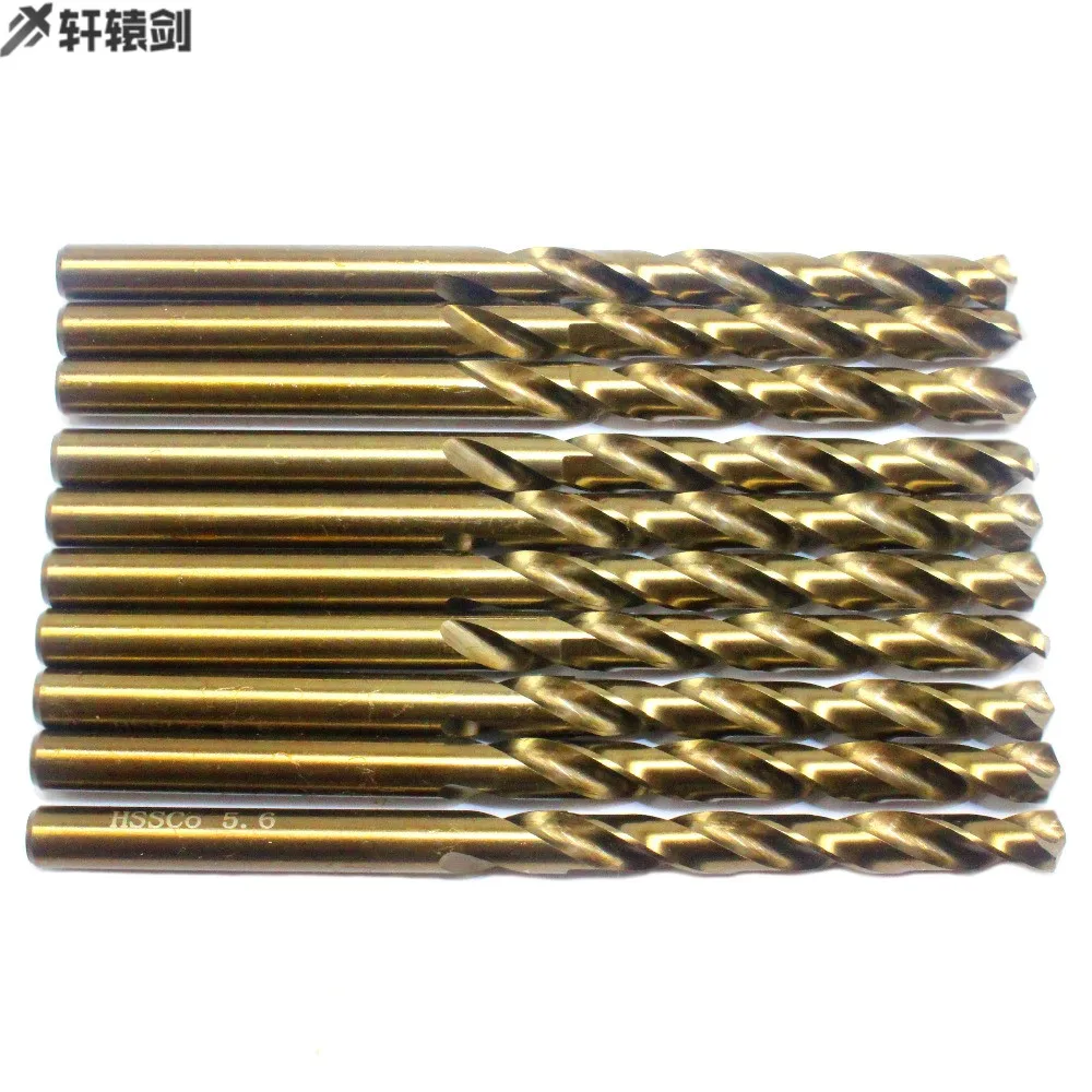 Brocas helicoidais de aço inoxidável, brocas 5.1 5.2 5.3 5.4 5.5 5.6 5.7 5.8 com 6mm de aço inoxidável para haste reta com aço inoxidável de cobalto, 10 peças