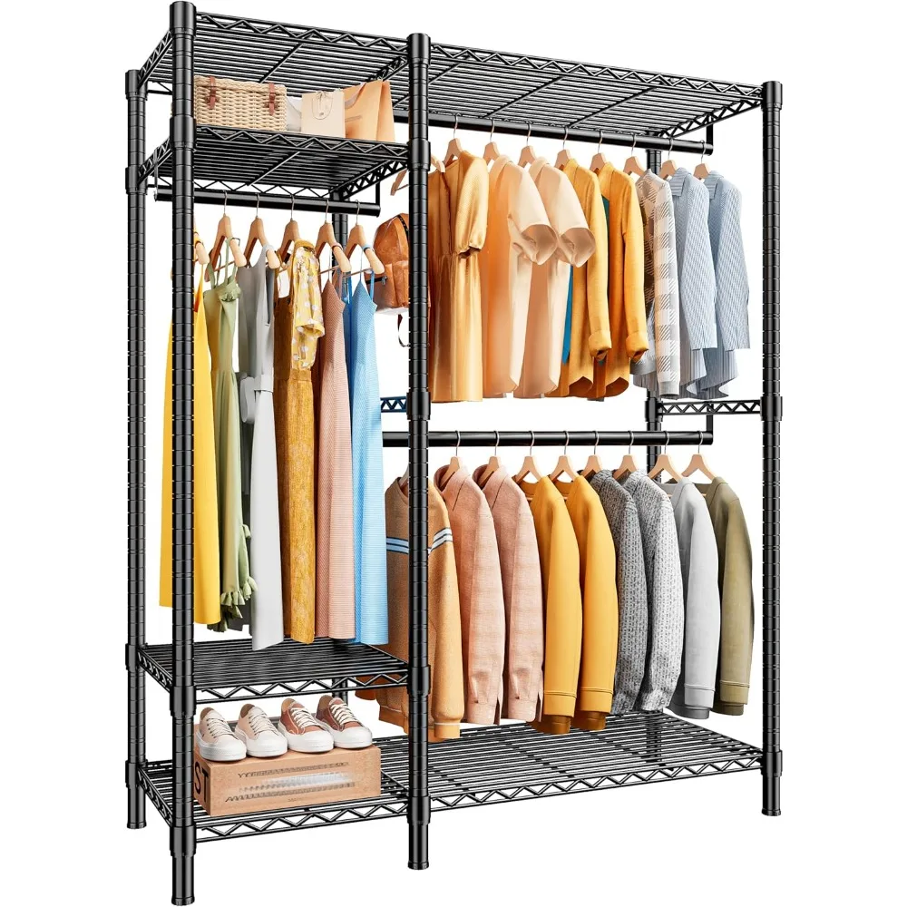 

Clothes Rack Heavy Duty Loads 780LBS Clothing Racks for Hanging Clothes Adjustable Metal Wardrobe Closet45.5" W x 77" H x16.5 D