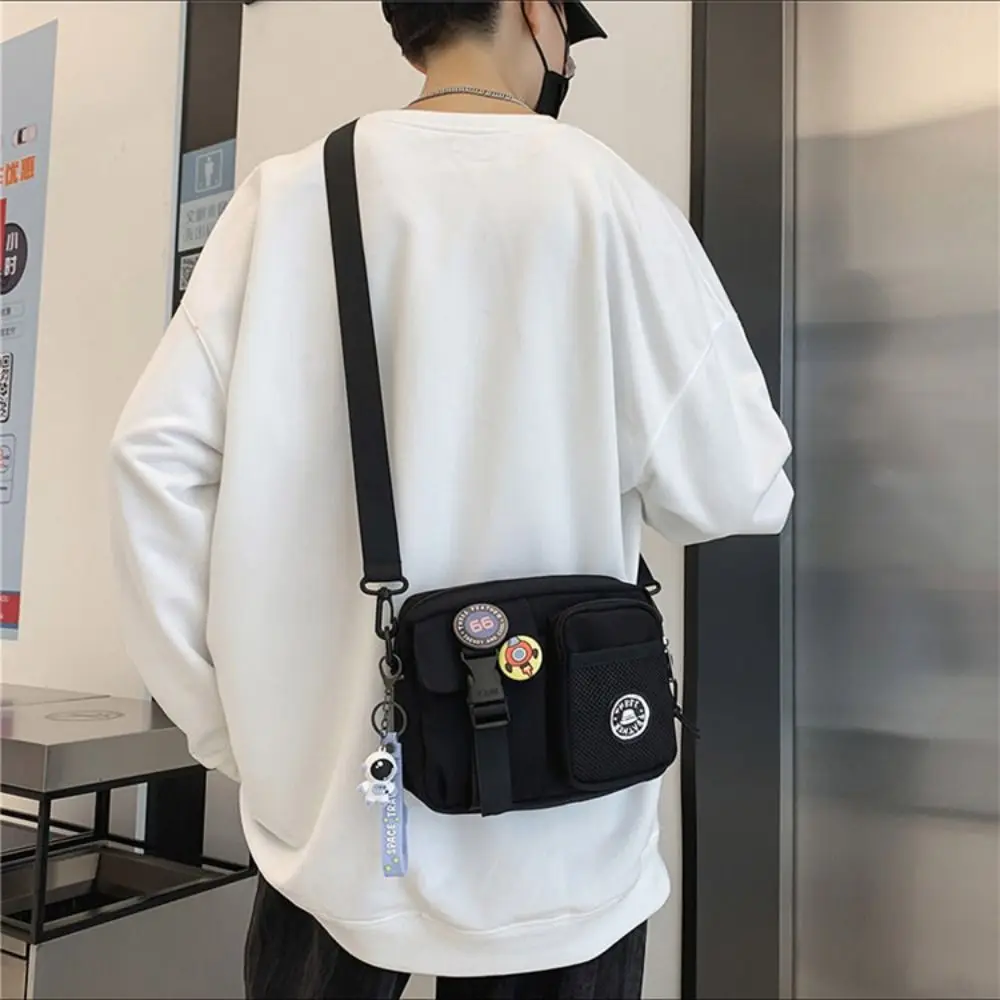 Kleine sneldrogende canvas schoudertas draagbare harajuku mannen crossbody tas rits zakje casual mobiele telefoon pack unisex