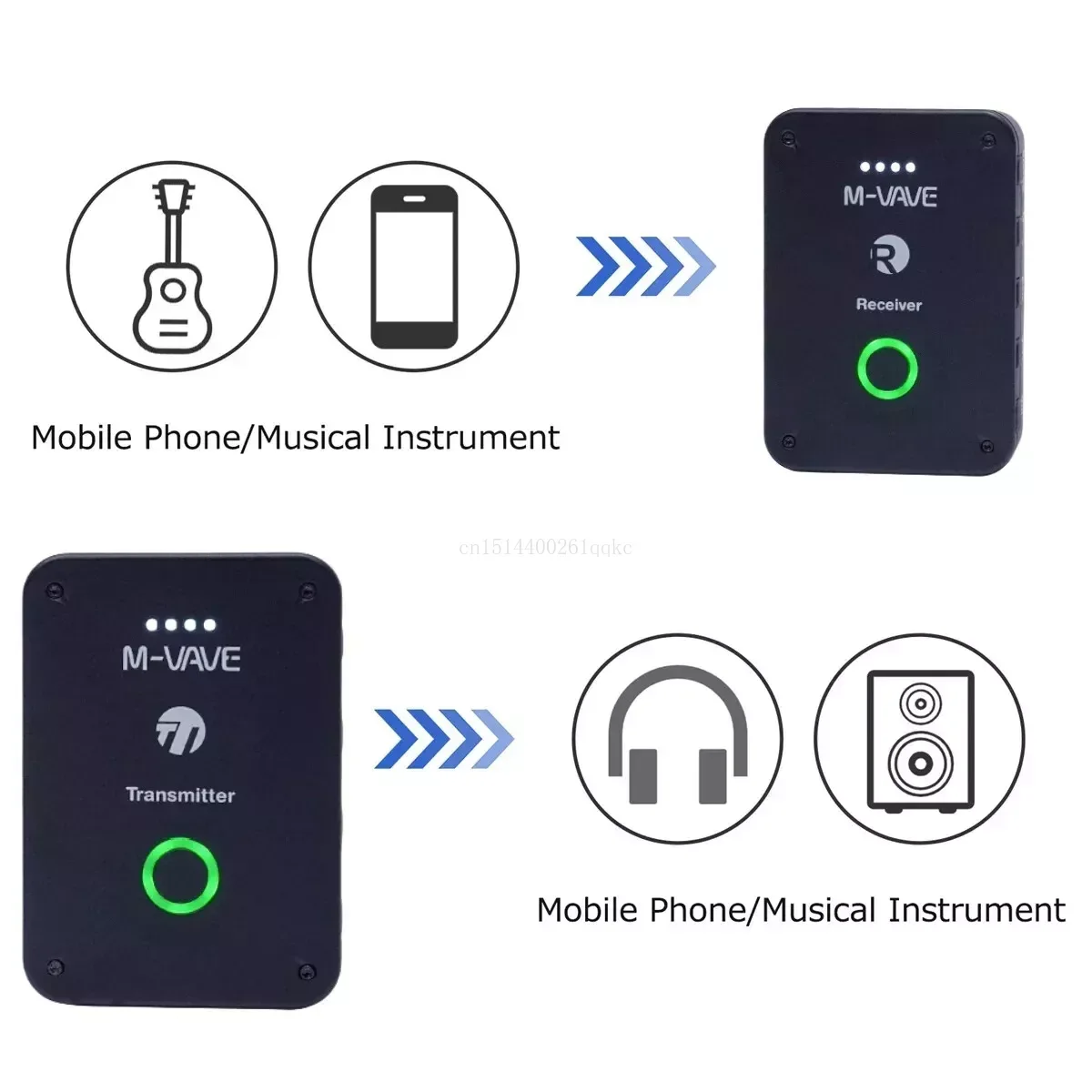 M-VAVE WP-9 2.4GHz Wireless Ear Return Monitoring Transmission System Rechargeable Stereo Mono Stage Audio Transmitter Receiver