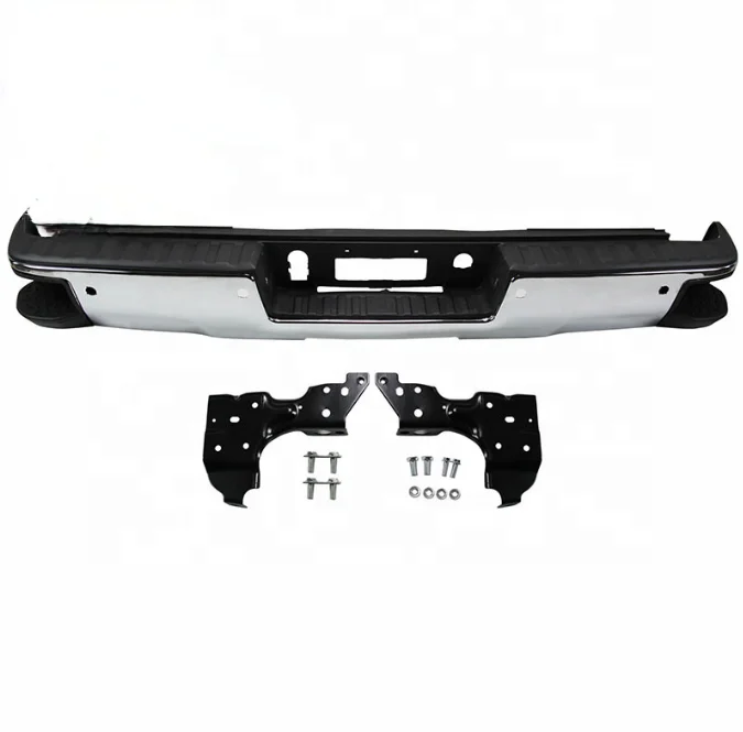 Original Steel Chrome Rear Bumper for Chevrolet Silverado 14-18 rear bumper with sensor hole w/ step side