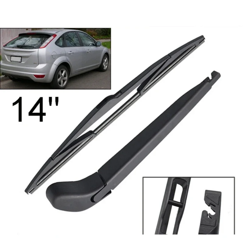 1SET Rear Wiper Blade & Arm Set Kit For Ford Focus  MK2 Hatchback 2004 - 2011 Windshield Windscreen Window Brush 14\