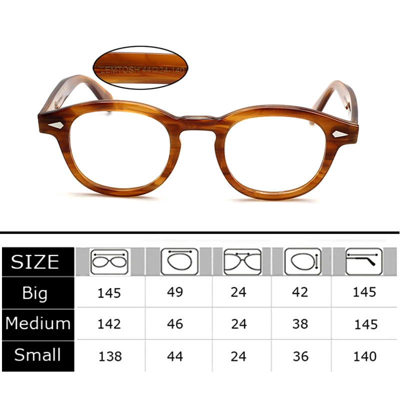 Lemtosh Lesebrille für Herren und Damen, Luxusmarke, Vintage-Acetatrahmen, Johnny Depp Presbyopie-Brille, Dioptrien +1,0 +2,0 +4,0 – Detail 1