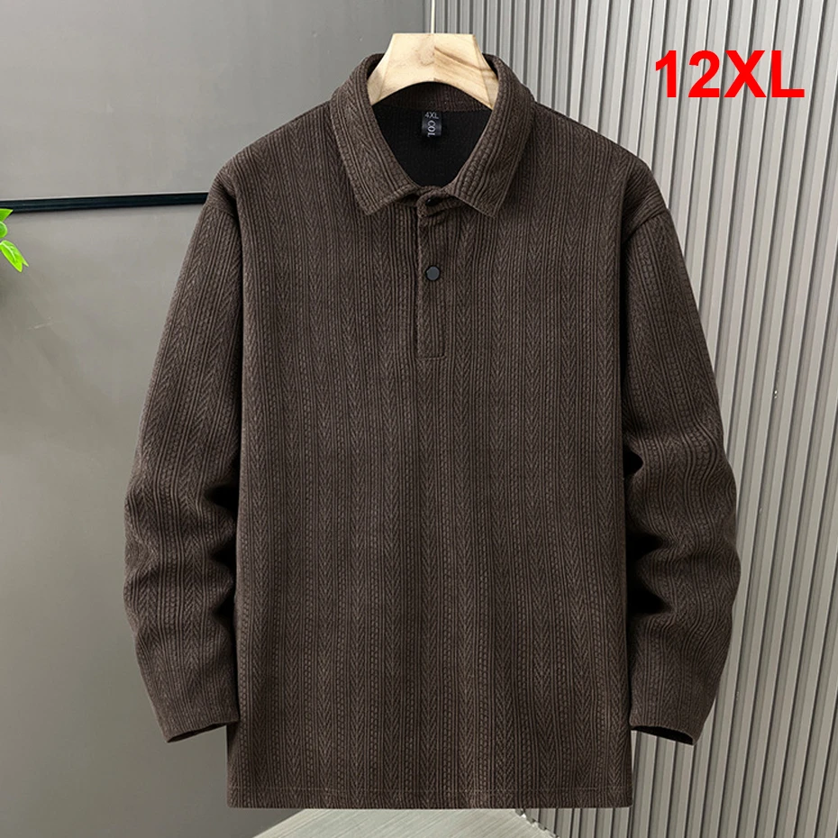 

12XL Plus Size Sweatshirts Men Spring Autumn Solid Color Sweatshirt Fashion Casual Lapel Pullover Male Big Size 12XL