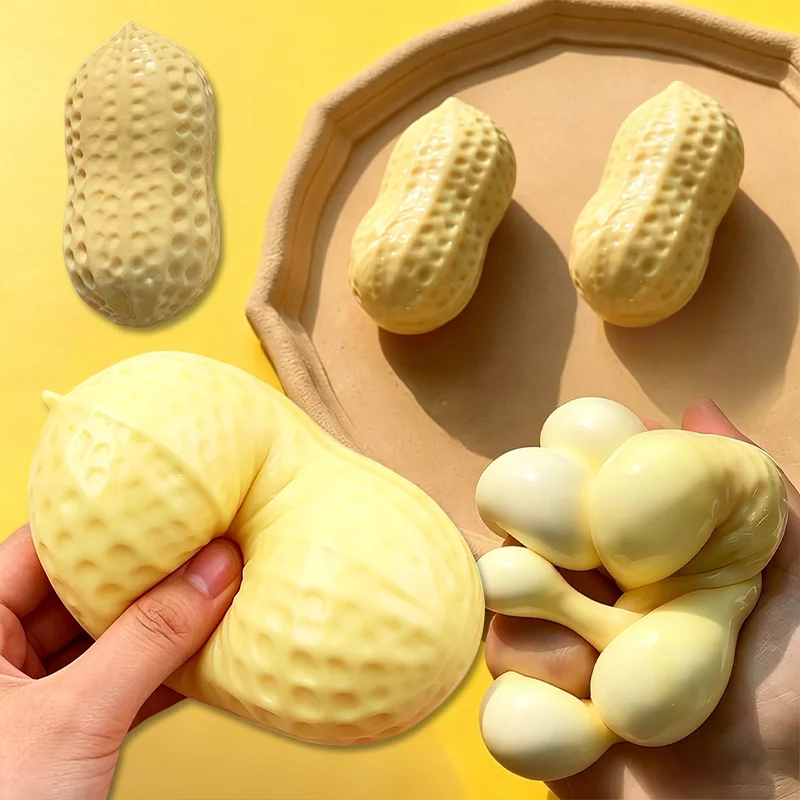 1/2/3Pcs 11CM Fun Peanut Squishy Toy,Realistic Peanut Stress Relief & Decompression Gift,Pinching Toy for Office Desk Relaxation