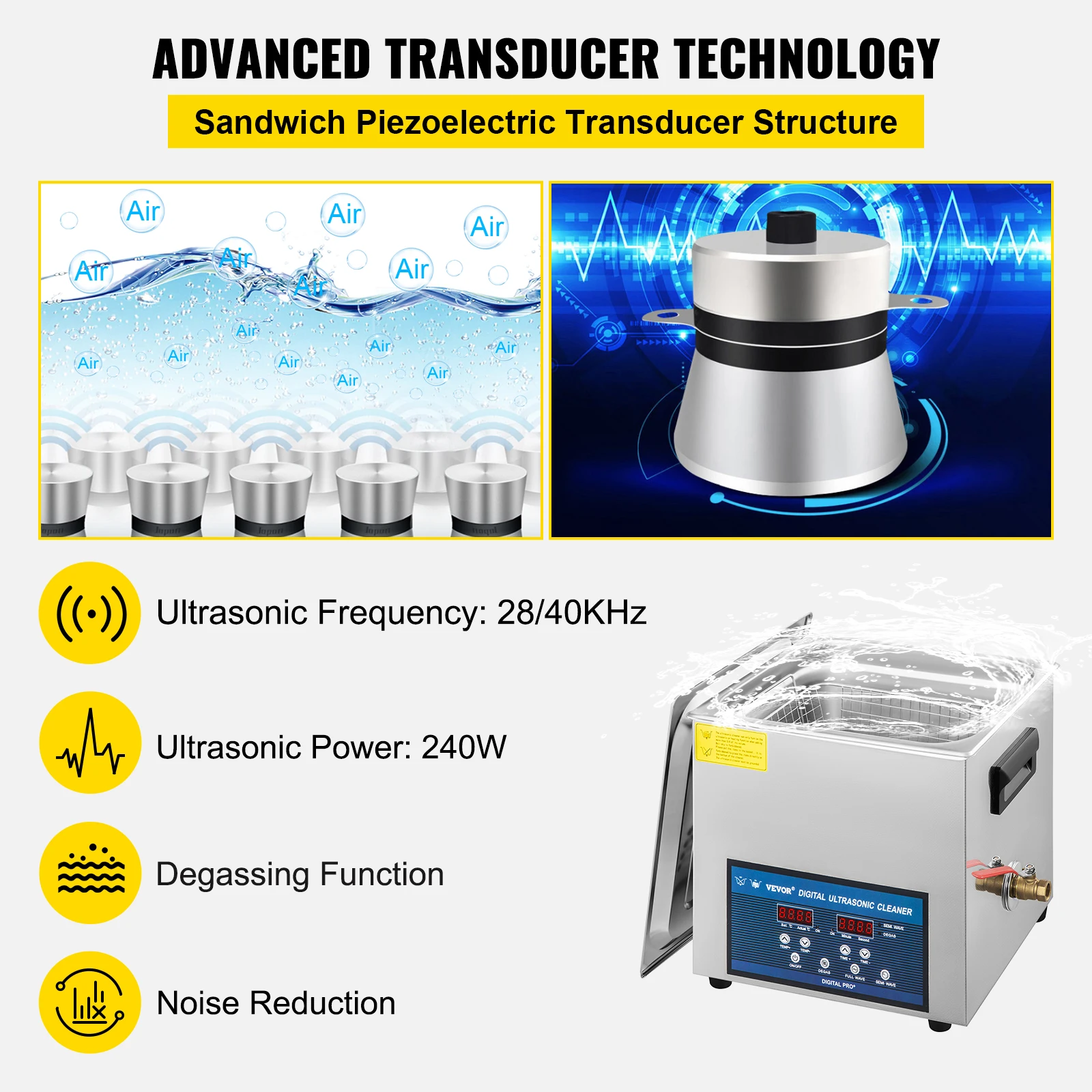 SucceBuy 10L 30L Ultrasonic Cleaner 28/40khz Dual ความถี่ดิจิตอลเครื่องซักผ้าแบบพกพา Ultrasound Cleaner Home Appliance