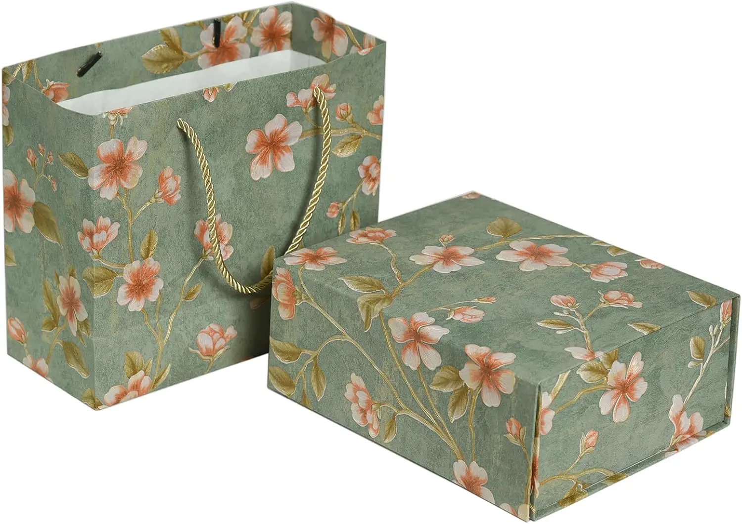 

Gift Box with Magnetic Lid, Finished Size 9.8×7.9×4 In,Collapsible Rectangle Storage Box with Gift Bag for Wedding,Birthday, Val