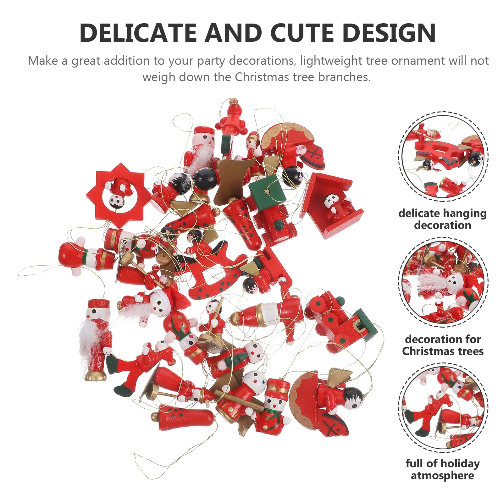 

1 Box Christmas Tree Pendants Wood Craft Hanging Decors for Holiday Party Decor Xmas Tree Ornament Set Festive Theme Accessories