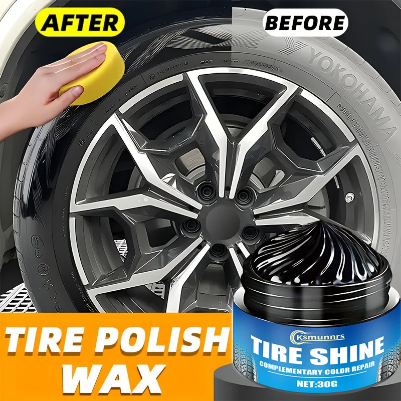 Multi-functional Tire Gloss and Protective Wax - Enhances shine, durability, and resistance to cracking and fading. A black poli