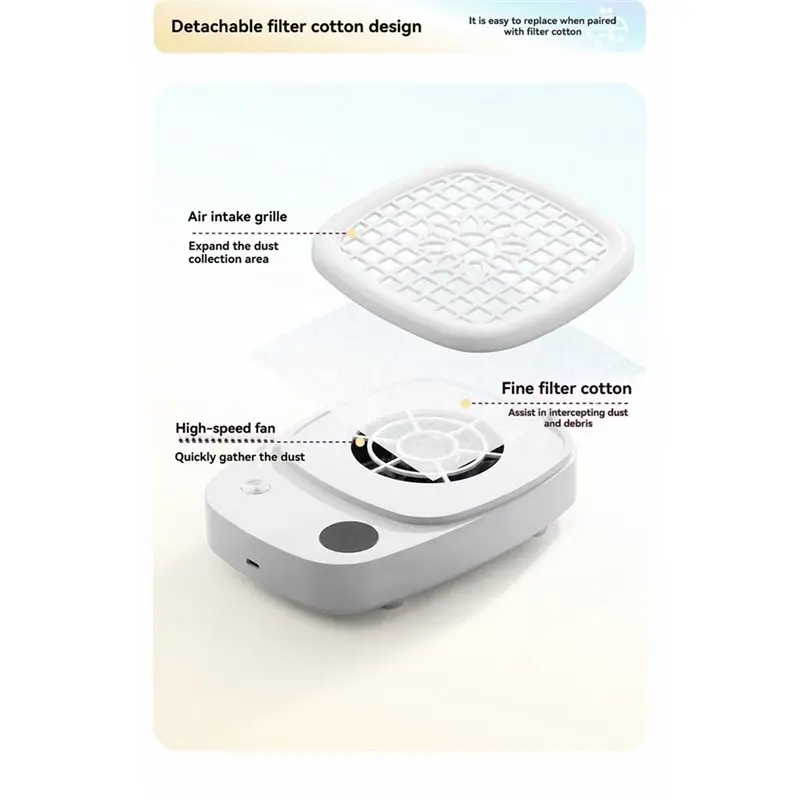 ABKP-Cordless Nails Dust Collector Tool 4000RPM Brushless Motor Rechargeable LED Display Vacuum Cleaner