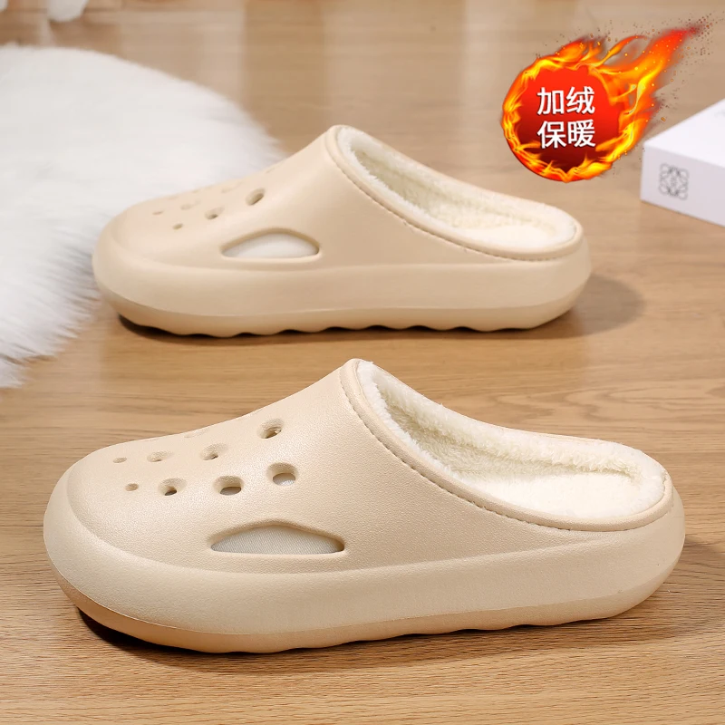 Winter Couple Clogs Fleece Lined Slippers Half Shoes for Men Mules Fur Indoor Open-back Casual Shoes Plush Slides Sandal 2025