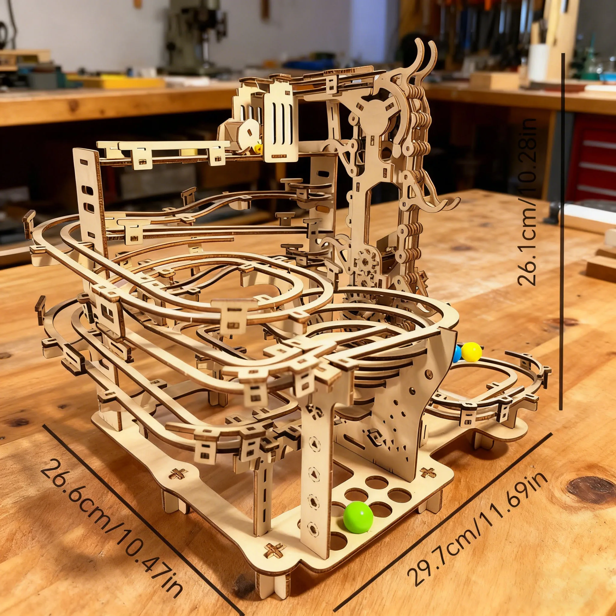 

DIY механический шариковый трек, модель комплекта, 3D головоломка, строительный забавный набор, деревянные строительные блоки, подарок на Рождество и Хэллоуин