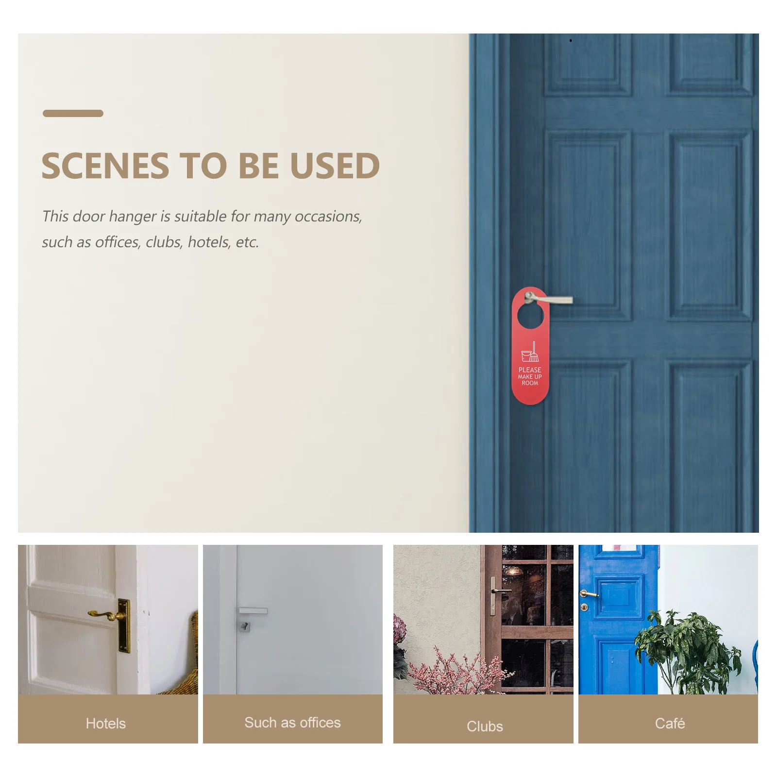 

6Pcs Door Handle Tag Clear Print Double Sided Hanging Sign for Hotel Room Cleaning Indicator Modern Decorative Door Knob Hanger