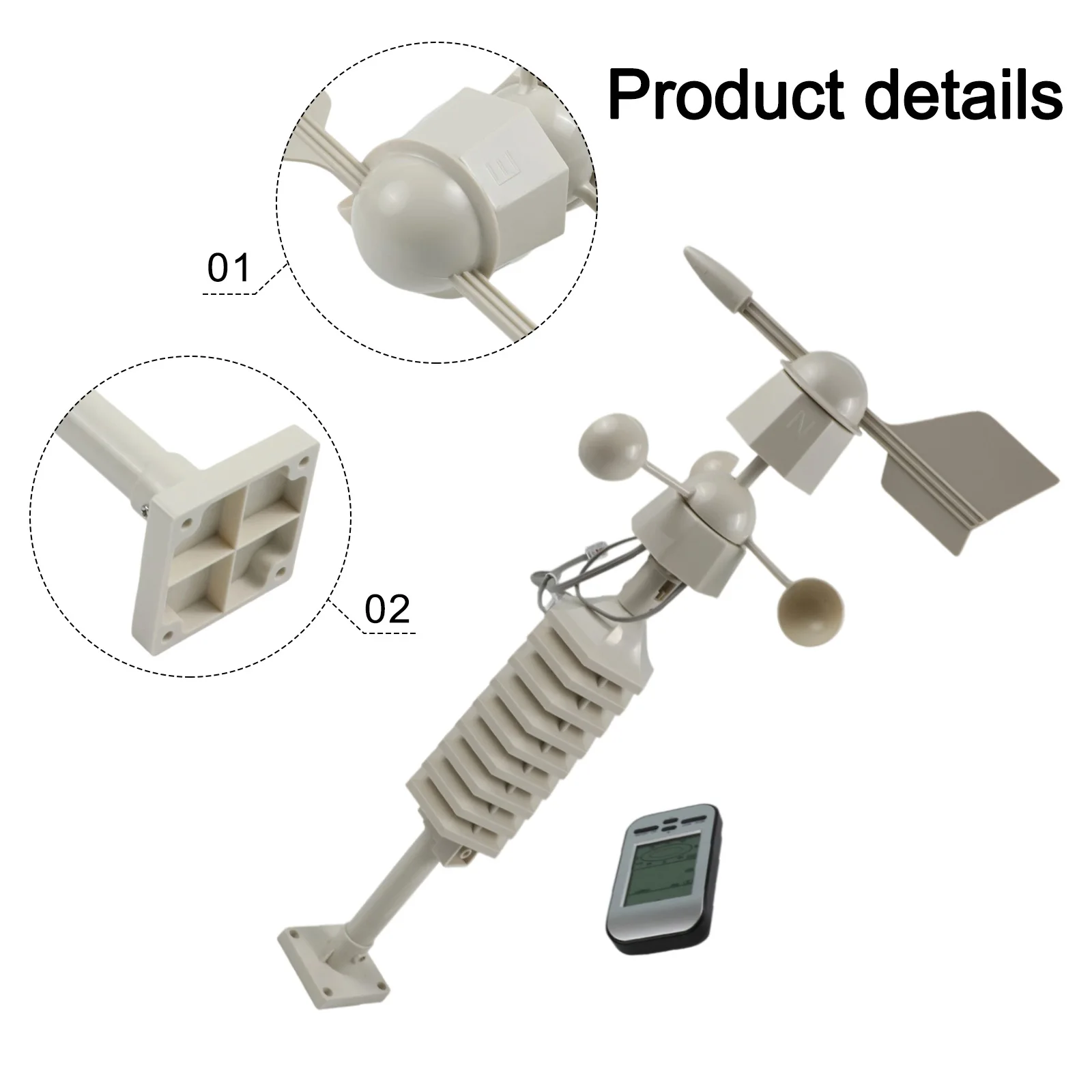 

Wind Direction Alarm Weather Meter Weather Meter Gusts Display Low Battery Indicator Maximum Temperature - Small Weather Station