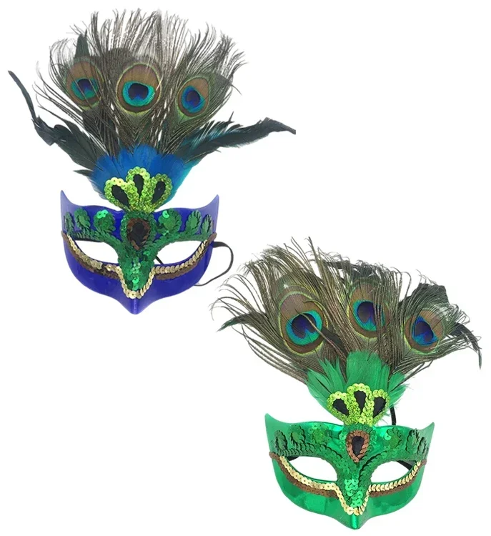 Peacock Feather Party Mask, Decoration, Charming, Attractive, Upper Half Face, Event, Prom, Venice, Brazil, Carnival Supplies