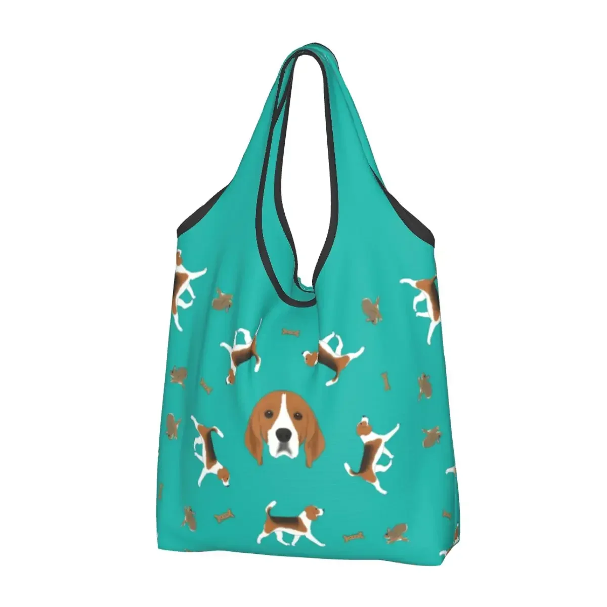 

Beagle Bunch Grocery Shopping Bag Custom Shopper Tote Shoulder Bag Large Capacity Portable Handbag