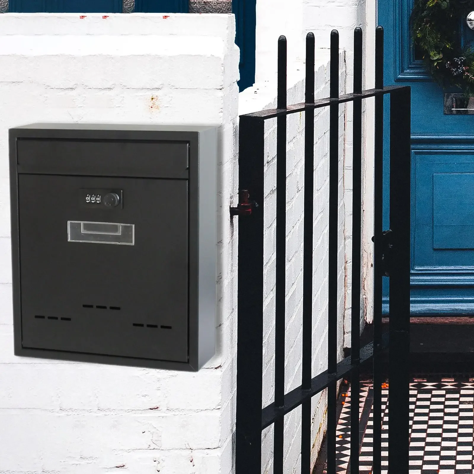 Metal Locking Mailbox , with Lock Iron for Gate Office Loading Newspaper