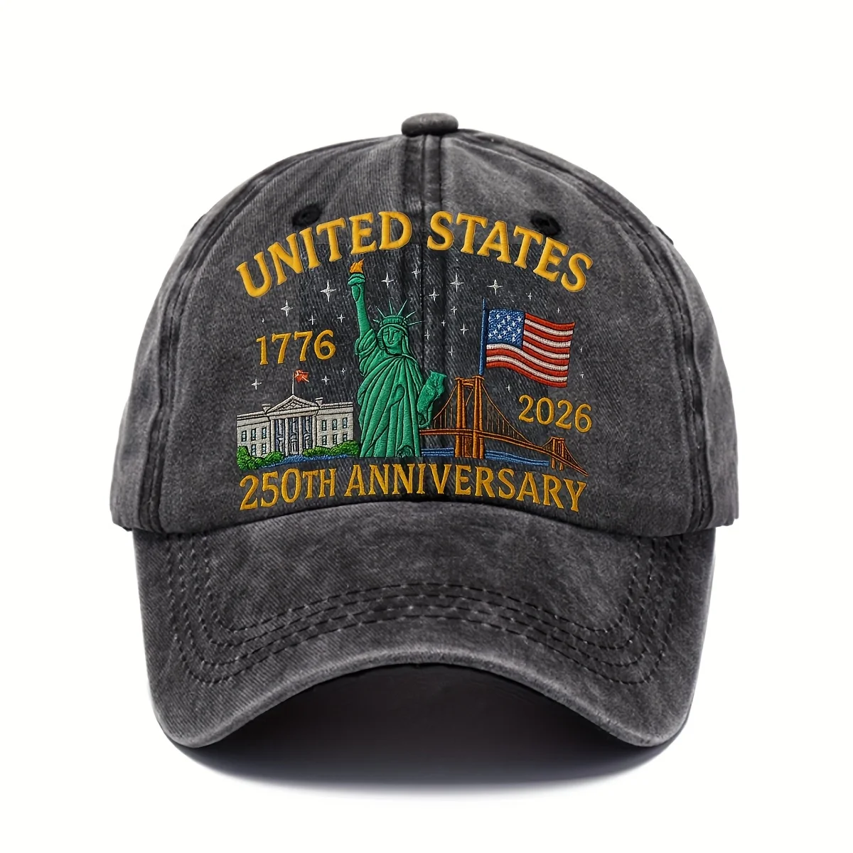 Unisex 250th-Anniversary American Patriot Baseball Cap - Lightweight Bald Eagle And 50-Star 13-Stripe Design, 1776-2026 Inscript