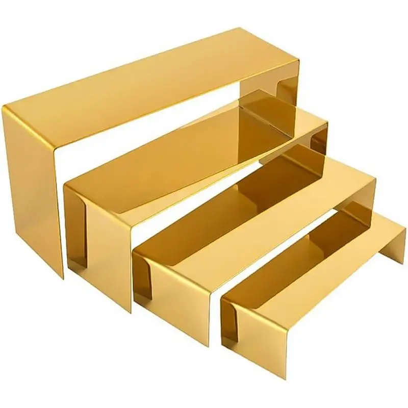 

Risers Display Stands 4PCS Gold Display Stand Display Risers Figurine Display Shelf Stainless Steel Display Cube Cupcake Stand