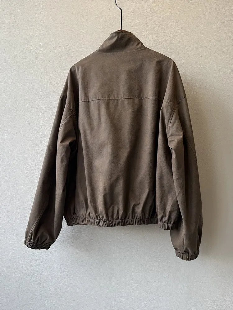 Veste ample décontractée pour femmes, manteau, nouvelle mode rétro marron, poches, fermeture éclair, vestes courtes, Chic, Simple, vêtements d'extérieur, automne 2025