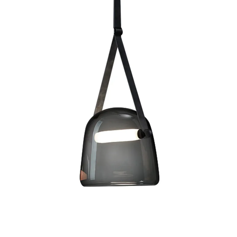 Imagem -02 - Nordic Glass Pendant Light Fixture Leather Pendurado Lâmpadas Cozinha Sala de Estar Quarto Cabeceira Designer Decor Lighting