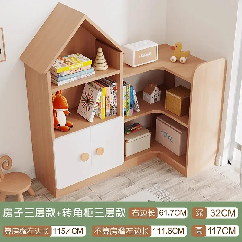

-Solid wood children bookshelf Home landing house bookcase shelf creative corner bookshelf combination kindergarten bookshelf
