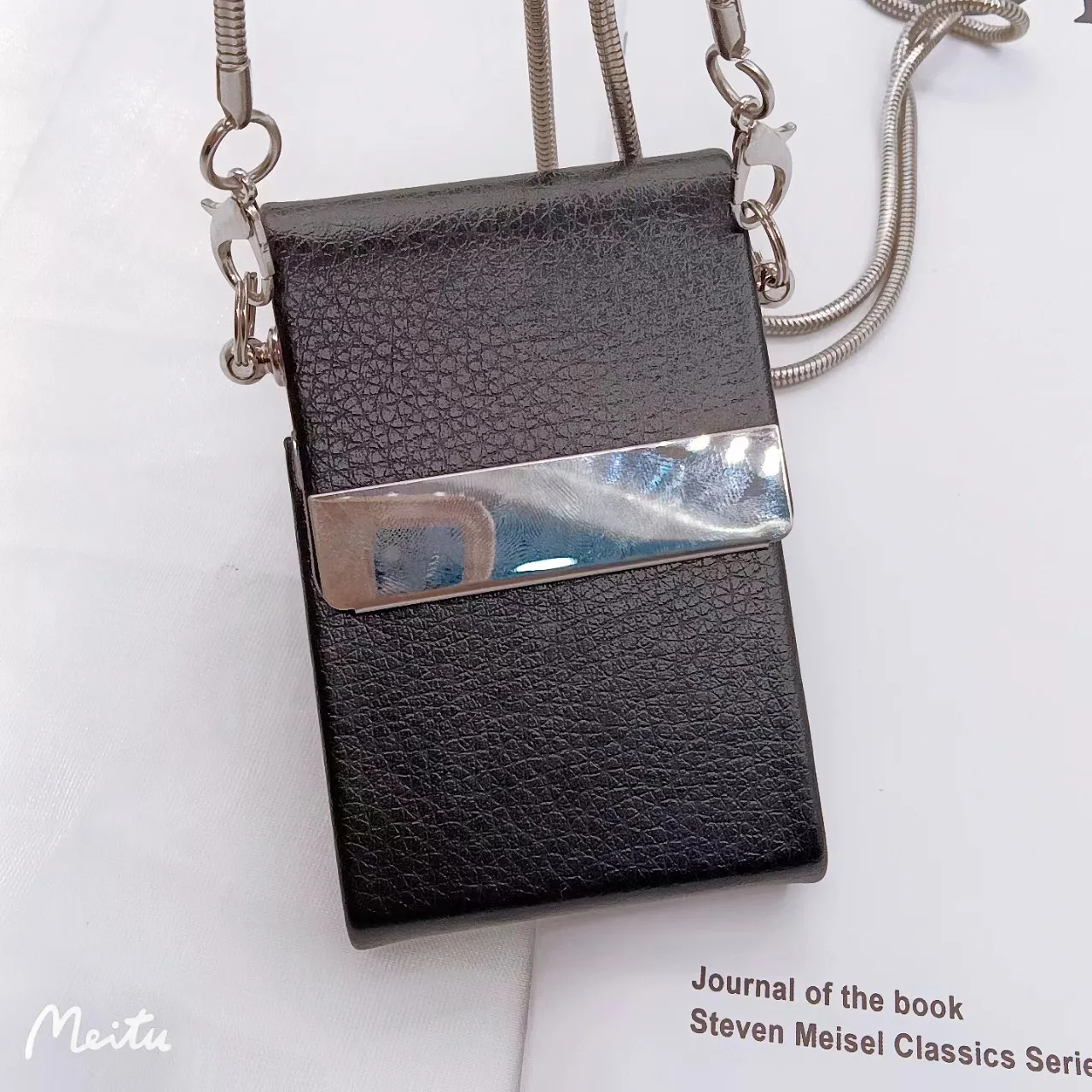 Mini mała kwadratowa torba crossbody dla wonem modna torba na karty modna metalowa srebrna krawędź metalowa torba na ramię z łańcuszkiem akcesoria