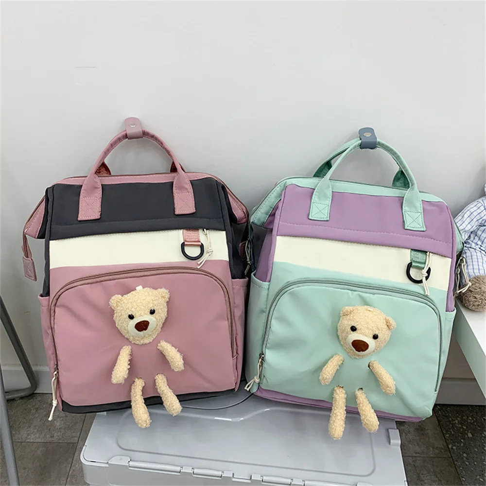 Sac à dos décontracté multifonction avec ours mignon pour femme, sac à dos de grande capacité pour étudiant, sac à dos pour collège, sac initié Harajuku