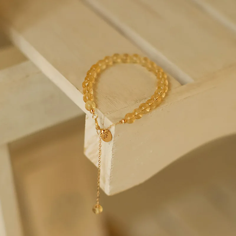 

Wholesale Natural Yellow Citrine Bracelet for Women Body Cleansing Full Body14kGold-Plated Thin Bracelet Gift Jewelry Accessorie