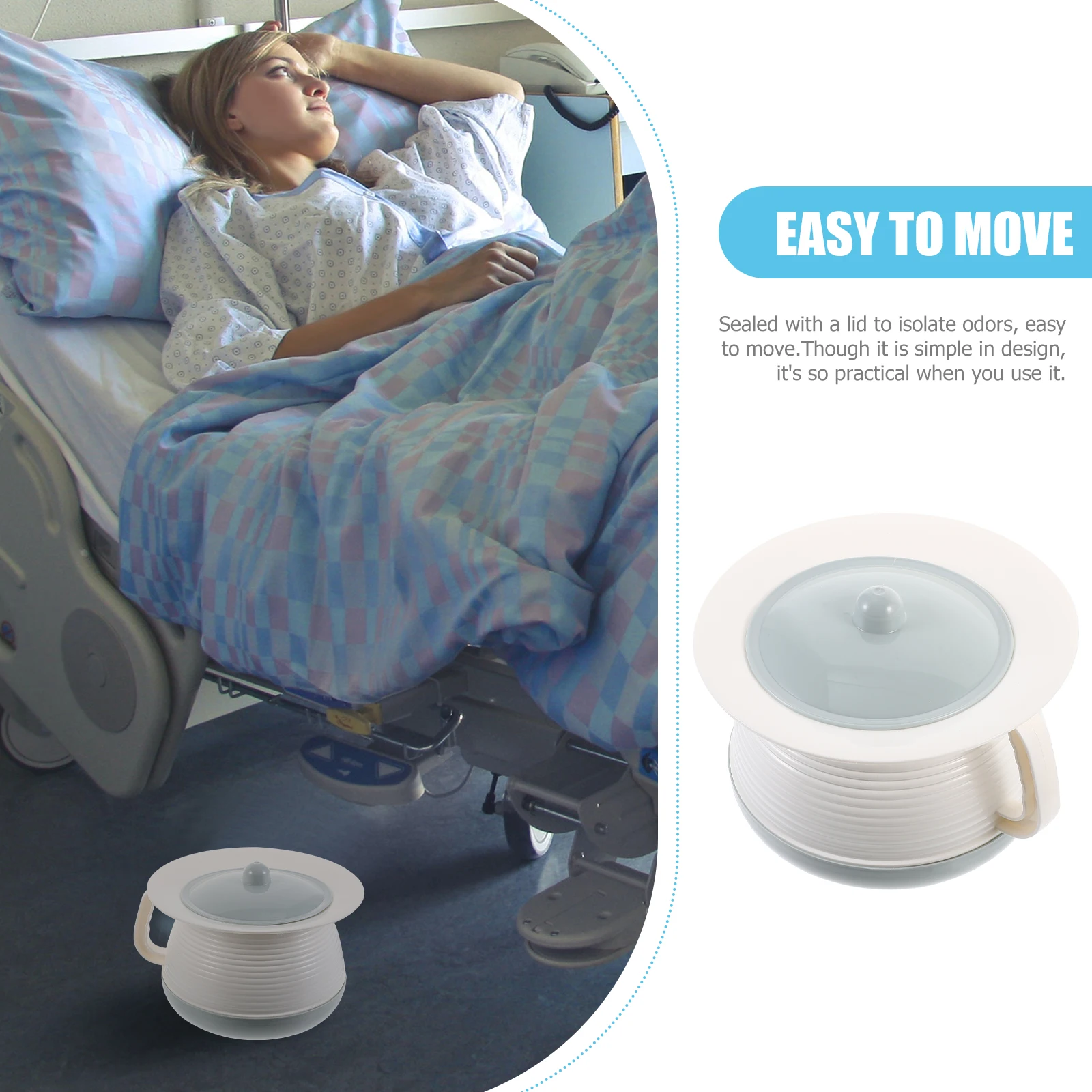 

1Pcs Bedpan Plastic Spittoon Sealed Lid Portable Urine Pot Night Use Household Adult Urinal Pottery Bedpan Household Spittoon