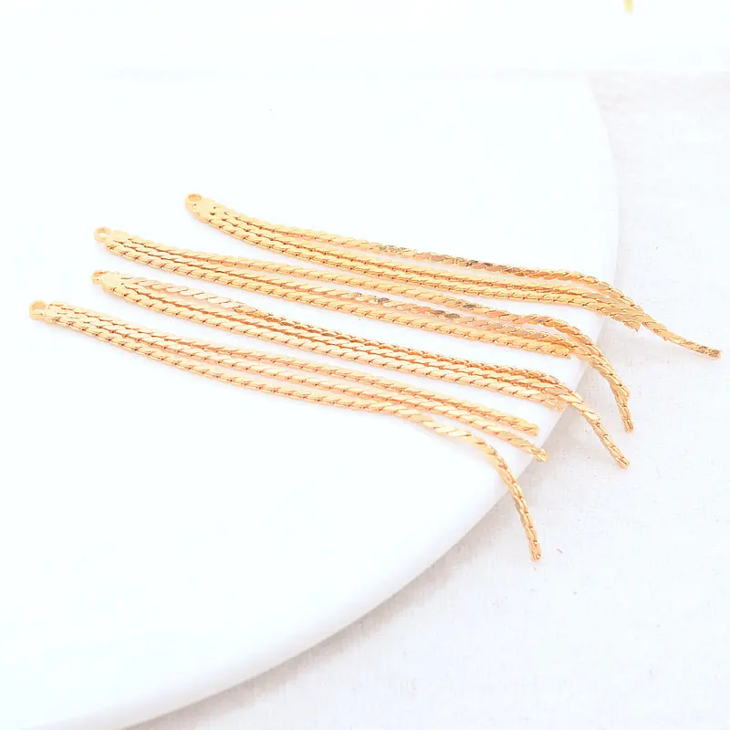 62MM 14K Gold Color Brass Box Chain Tassel Charms Pendants Jewelry Making Supplies Diy Earrings Findings Accessories