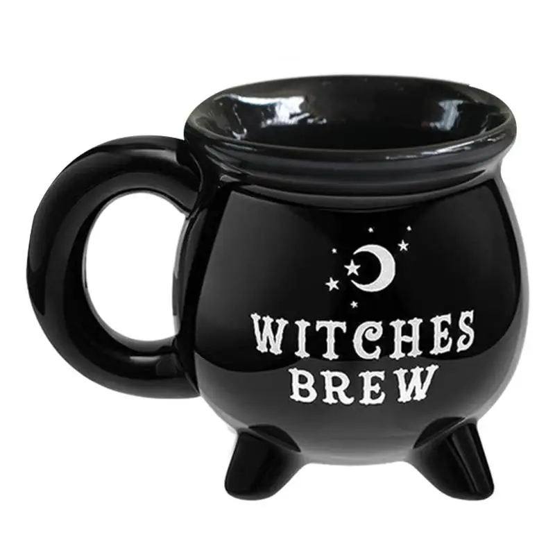 Halloween Cauldron Mug Witches Brew Black Plastic Cups Mug Witch Decor Giftware Witches Brew Black Ceramic Cauldron Mug