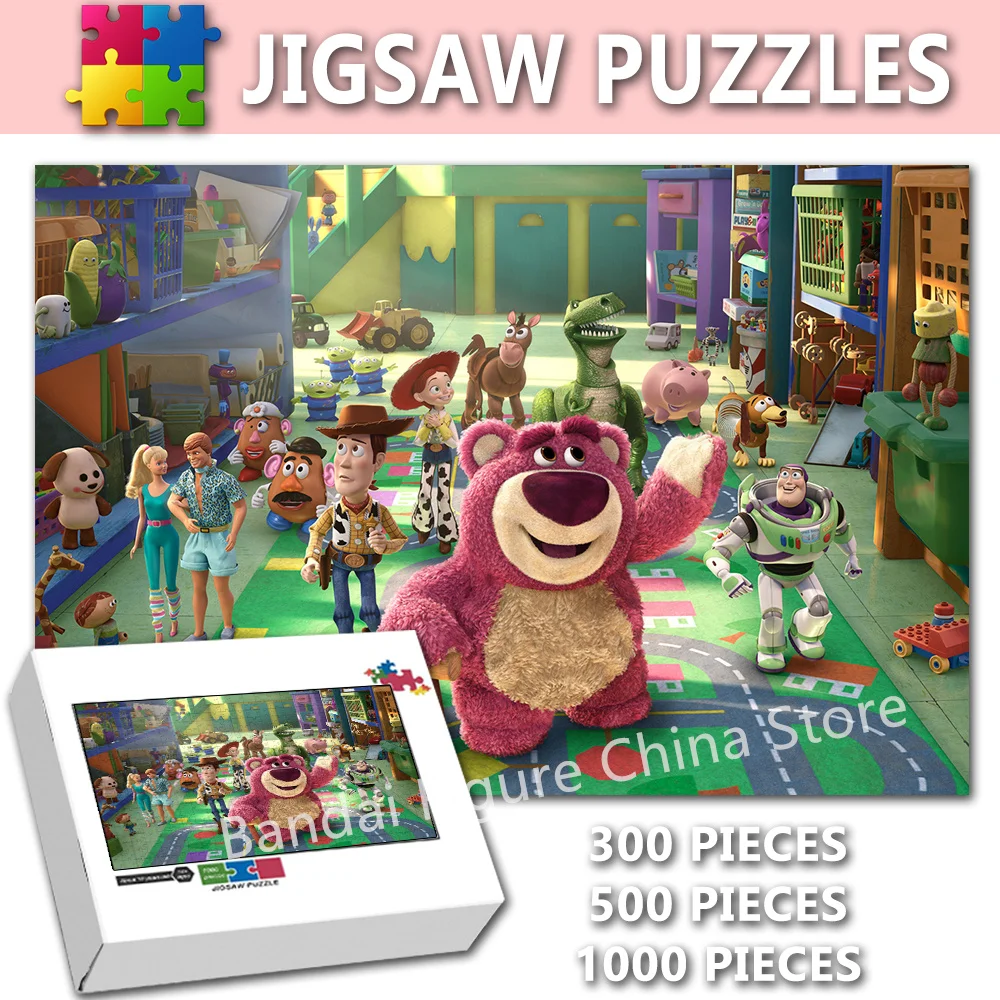 Disney Strawberry Bear Diy Assembled Educational Puzzle Toy Story 300/500/1000 Pieces Lotso Toys Print Jigsaw Puzzles Kids Gifts