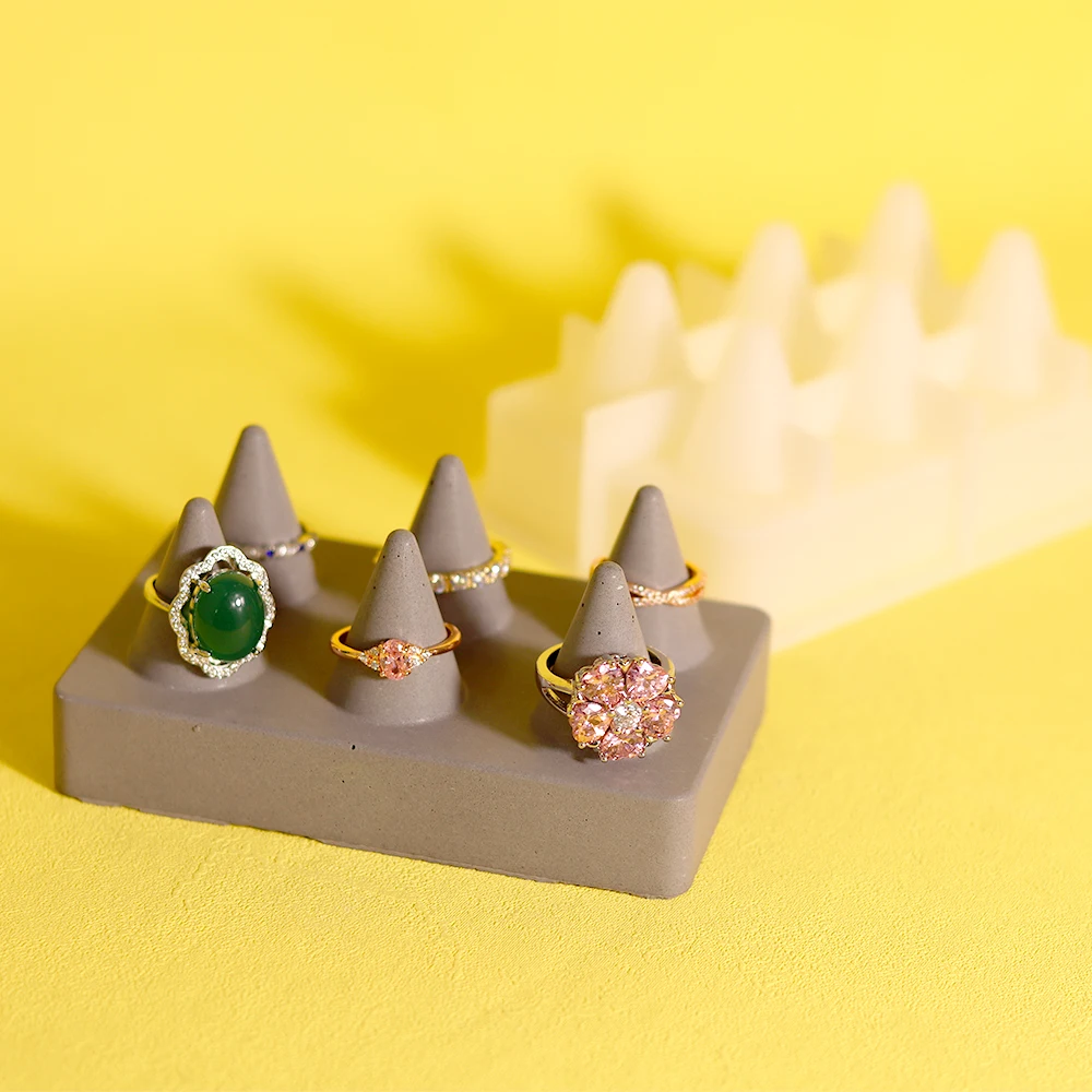 טבעת אחסון מגש עובש 6 חורים טבעת תצוגה מחזיק סיליקון שרף תבניות Jesmonite בטון טיח תכשיטי ארגונית קרפט עובש