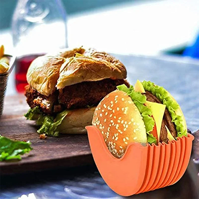 

4PCS Reusable Burger Rack Useful Gadgets Silicone Frame Burger Tool Holder Shelf Storage Kitchen Organizer Tools Dining Bar Home