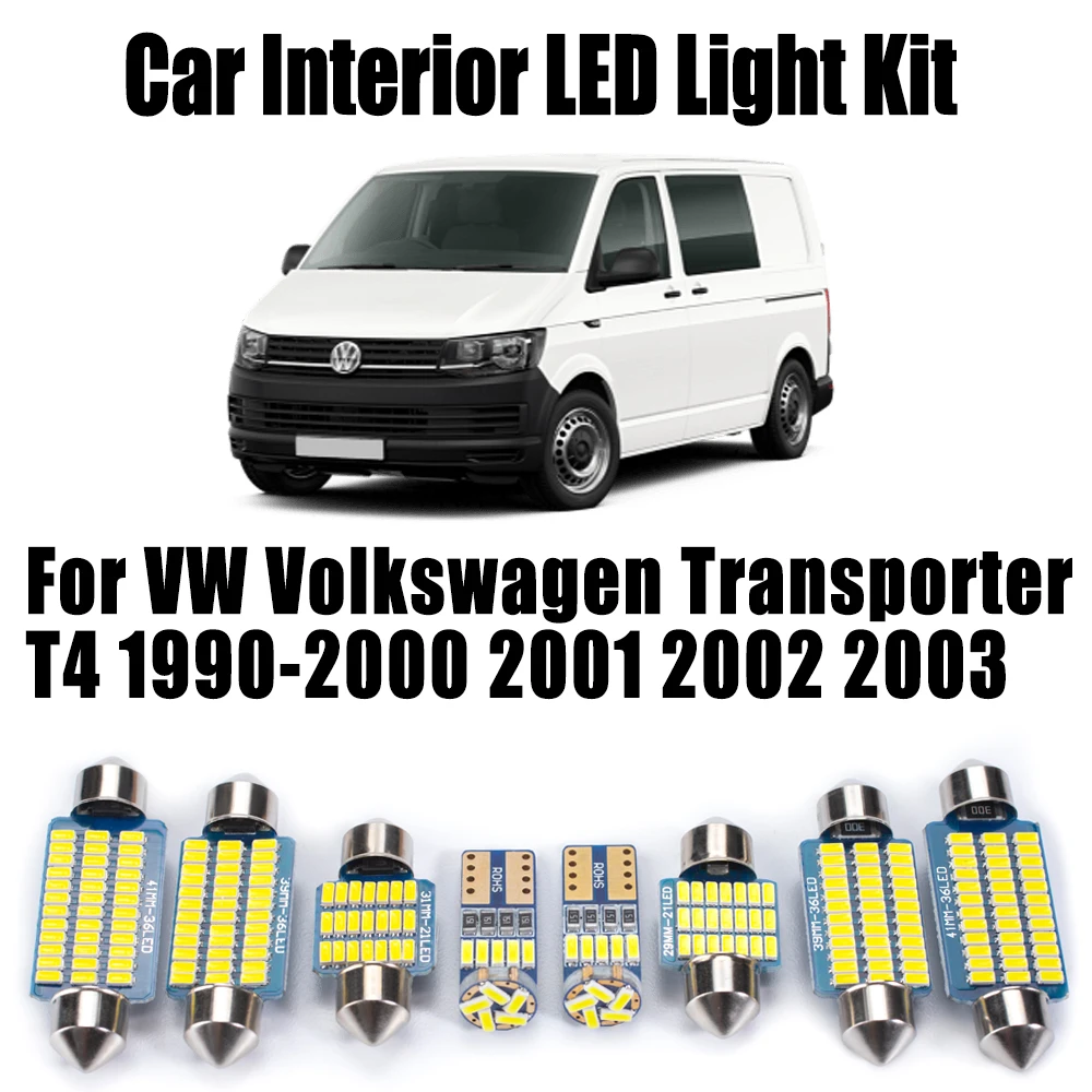

14 шт. для VW Volkswagen Transporter T4 1990-2002 2003 Canbus для чтения карт, двери, светодиодный комплект внутреннего освещения, лампа багажника, автомобильные аксессуары