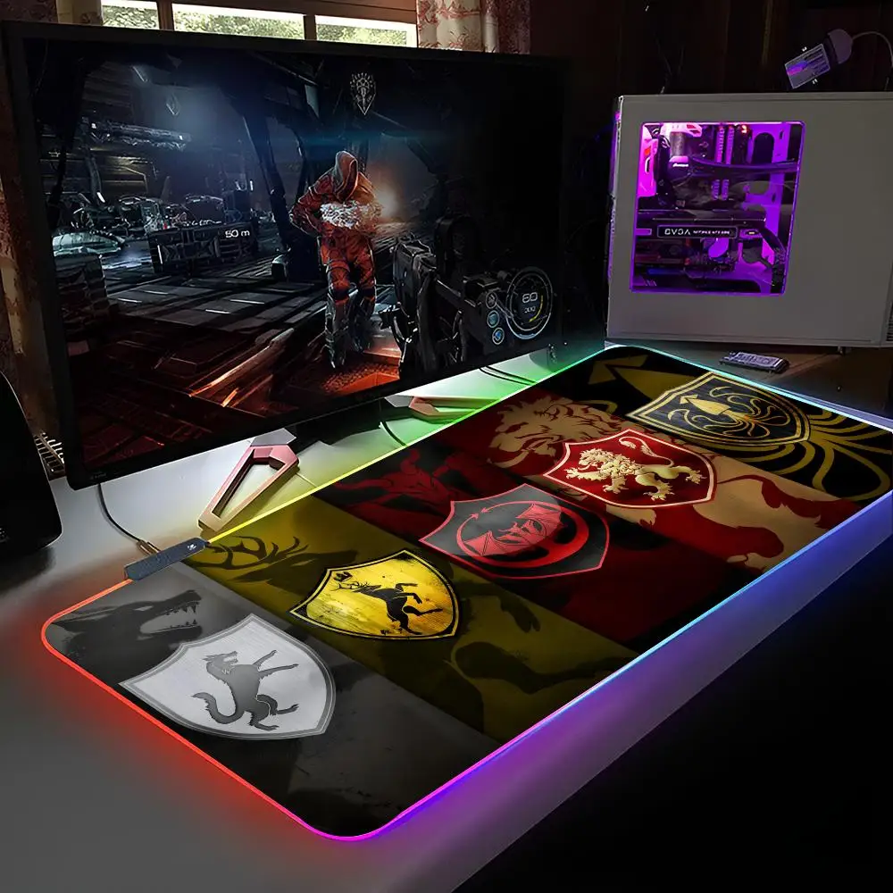 Podkładka pod mysz Gra o Tron Podświetlana RGB Podkładka pod mysz do laptopa Podkładka pod mysz dla graczy Akcesoria do komputera i biurka