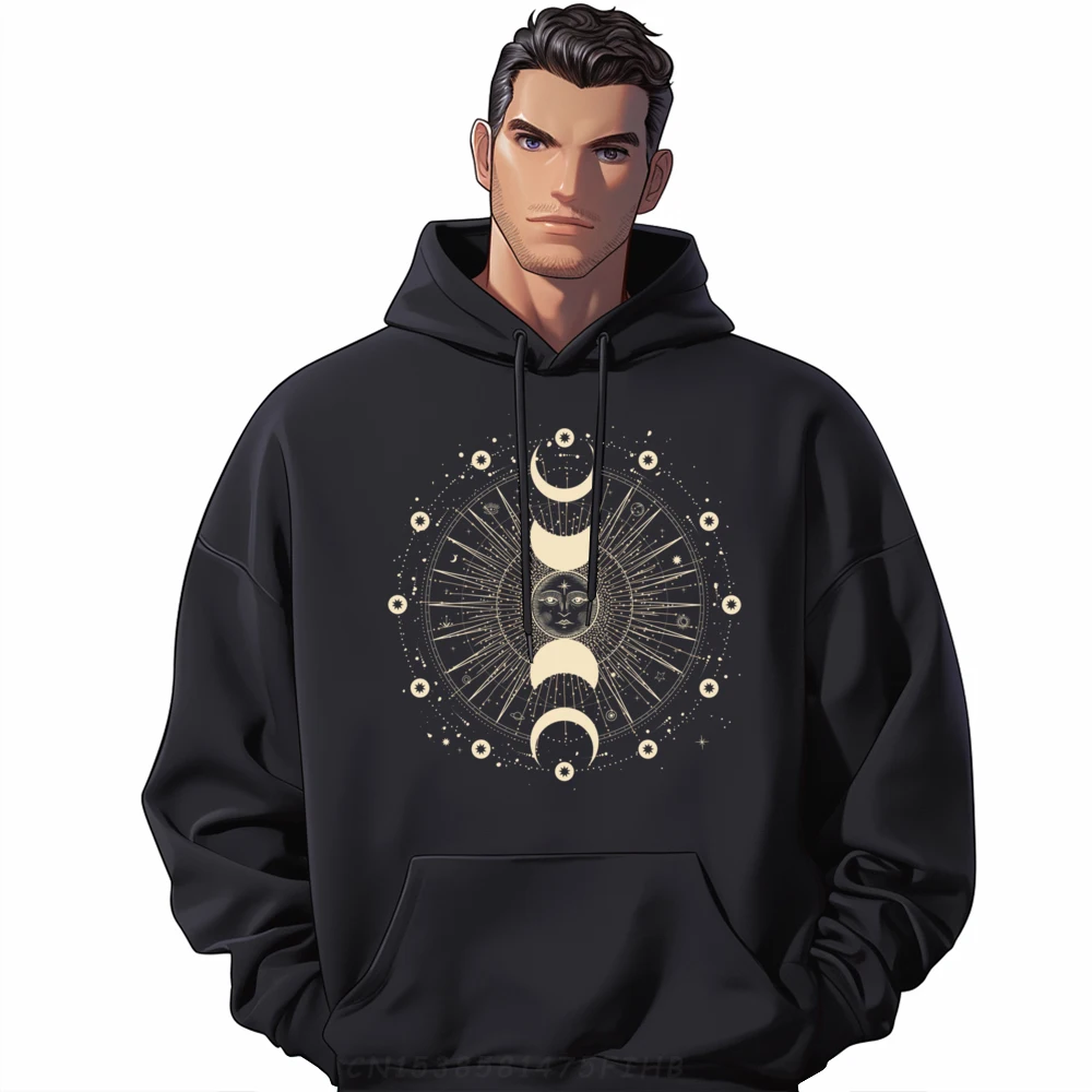 

Hoodies Boho Moon Phases Sun Moon Newest Normal Printed Long Sleeve Crewneck women's Hoodies Casual Fashion Tops