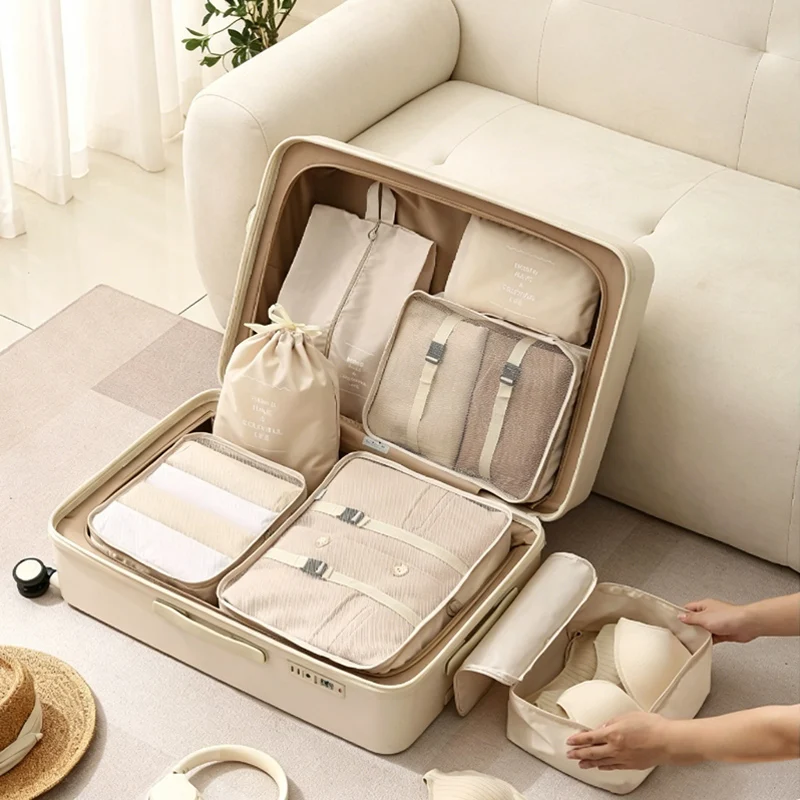 7-Piece Packing Cubes Set - Travel Luggage Organizer Bags for Clothes, Shoes & Blankets, Suitcase Storage Pouches