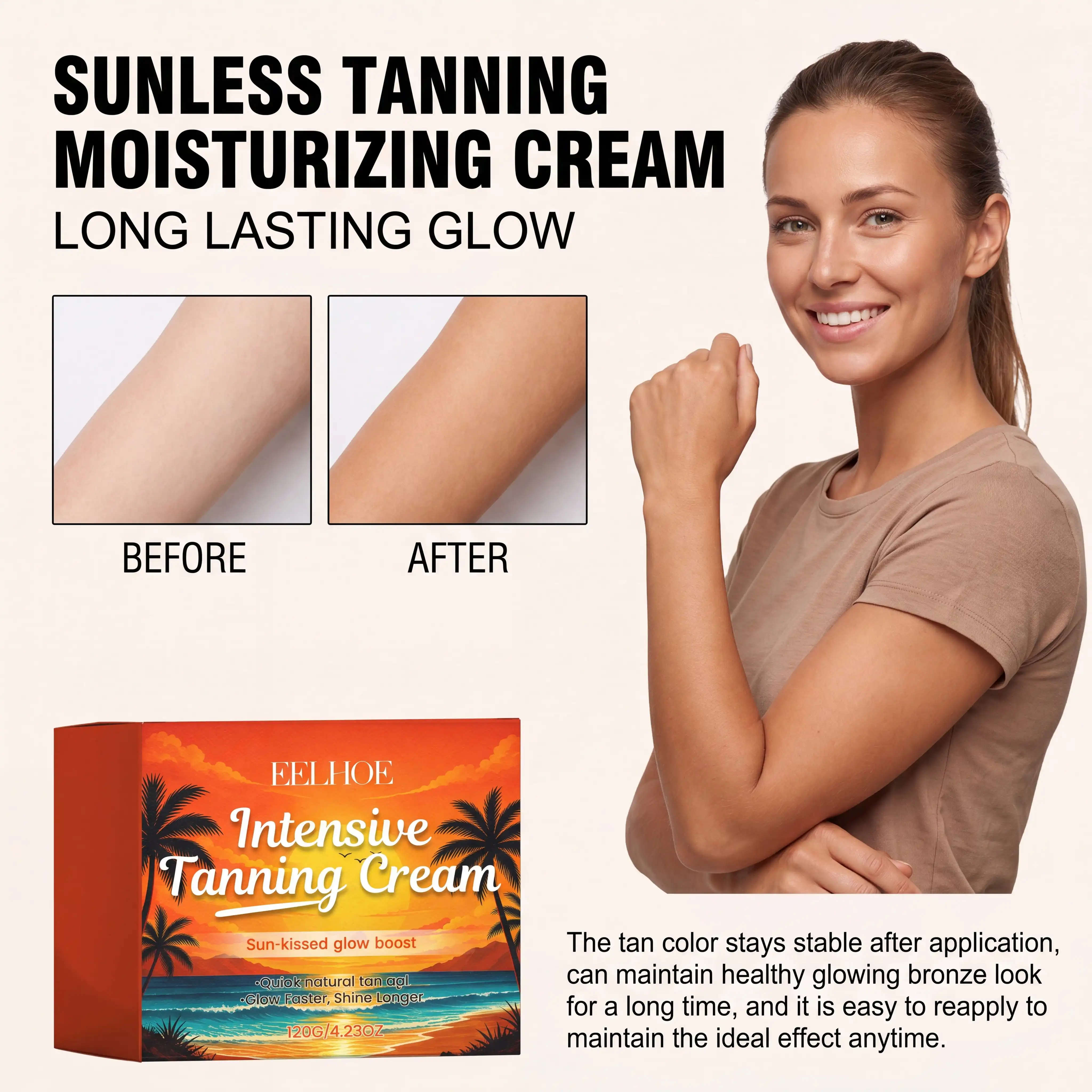 

Sunless Buildable Color Instant Bronzer For Sun Kissed Skin Heavy Moisturizer Body Care Anti Dryness Skin Nourishment 120g