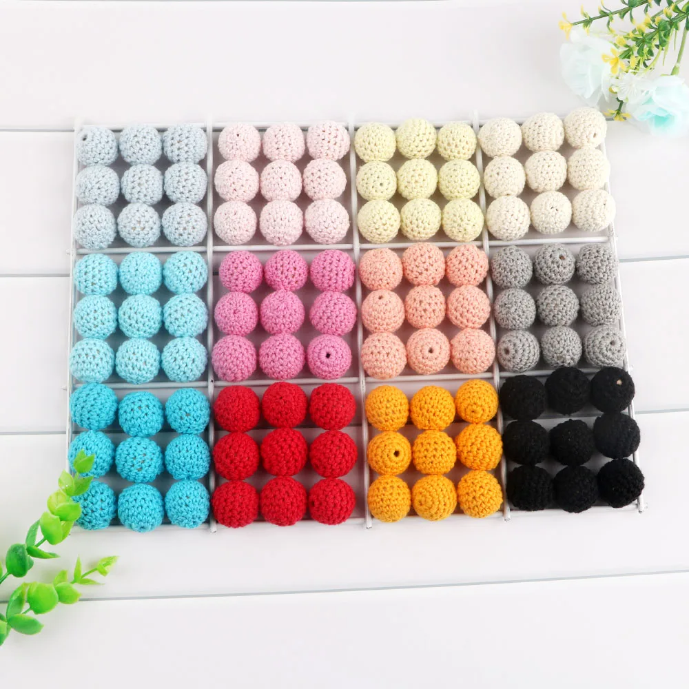 20Pcs  16/20MM Wooden Beads Crochet Bead Teether OaganicBaby Teethers Bpa Free Wooden Diy Tiny Rod Baby Teething Toy