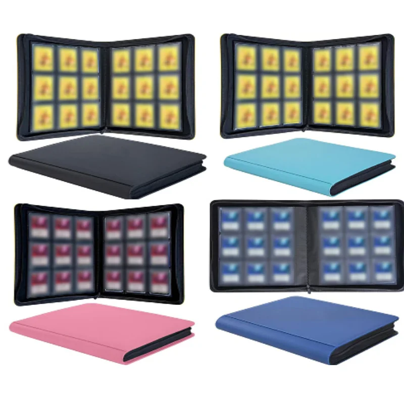 

Альбом для коллекционных карточек из искусственной кожи на 9 карманов с молнией, водонепроницаемый, большой емкости, для коллекционеров аниме, игровых и спортивных карточек, органайзер