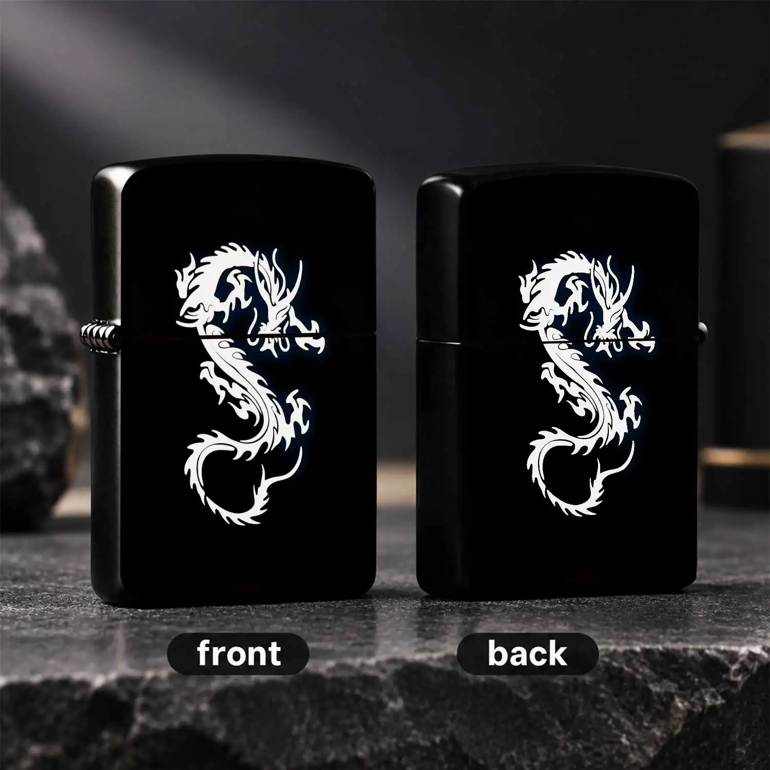 Stylish Portable Lighter With Traditionalauspicious Dragon Pattern, Cool Glowing Blue Accent Totem Design, Suitable For Daily Travel, Gatherings, Outdoor Activities And All Scenarios, Exquisite Trendy Accessory For Perso A Humorou And Inter