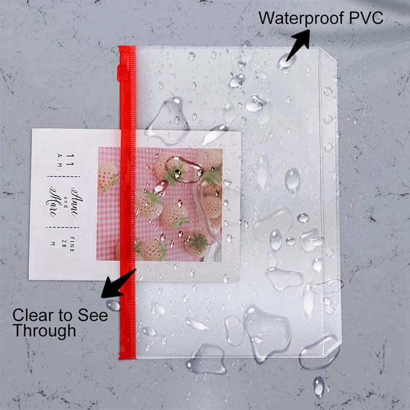 Hot TTKK 24PCS Binder Pockets A5 Size 6 Holes Zipper Binder Pouch Folders For 6-Ring Notebook Binder Loose Leaf Bags