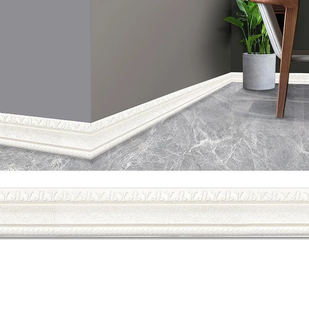 Anti-collision Anti-compression Wallstick Foam Molding Trim Door Frame Sill Decoration Skirting 2.3M*8cm DIY Decoration