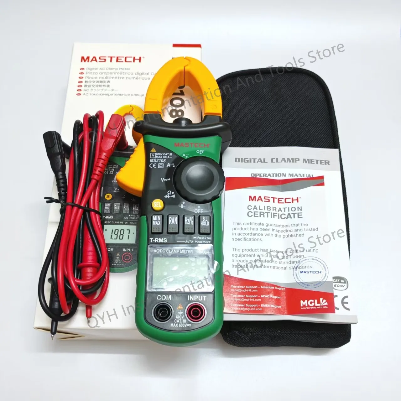 MASTECH MS2108 Digital Clamp Meter AC/DC current Multimeter Auto Range Voltmeter Ammeter Capacitor Resistance Tester 6600 counts