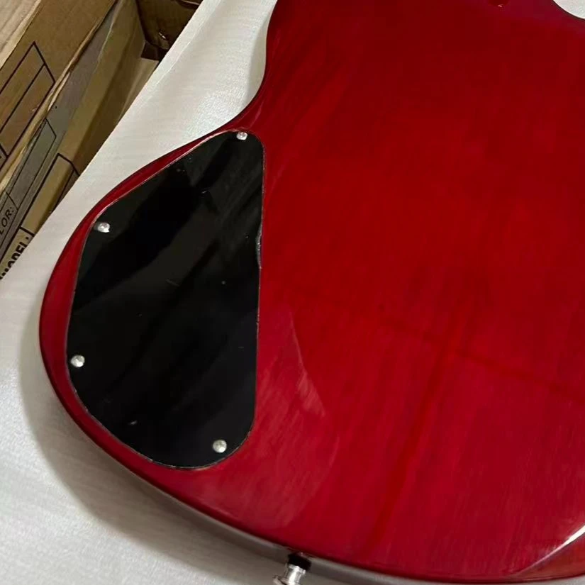 SGYT Double Missing Corner Solid Electric Guitar Wine Red Double Closed Pickup Solid Wood Body Rock Heavy Metal Free Shipping
